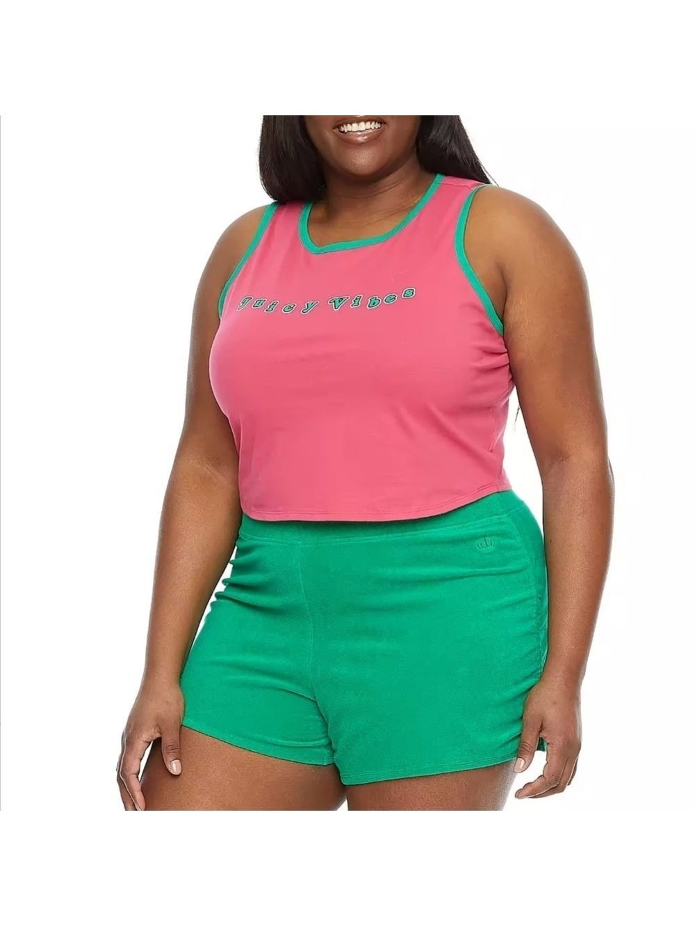 JUICY COUTURE PLUS RINGER TANK TOP WOMEN'S CREW NECK SLEEVELESS 2X 3X
